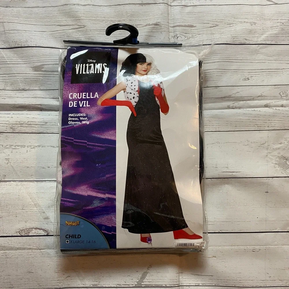 Cruella De‎ Vil Costume Disney Villains Spirit Halloween Size Child XL (14-16)